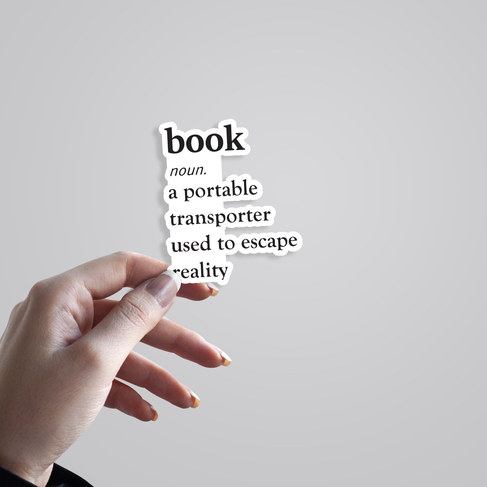 Book a portable transporter used to escape reality Witty Stickers
