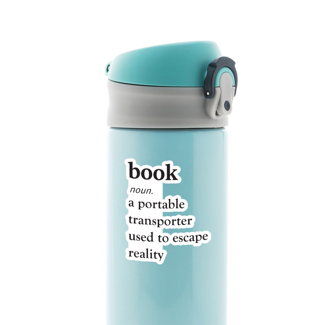 Book a portable transporter used to escape reality Witty Stickers