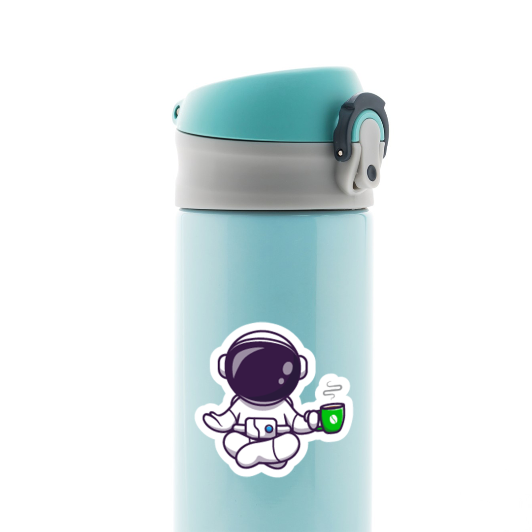 Yoga with Cup Astronaut Casual Stickers