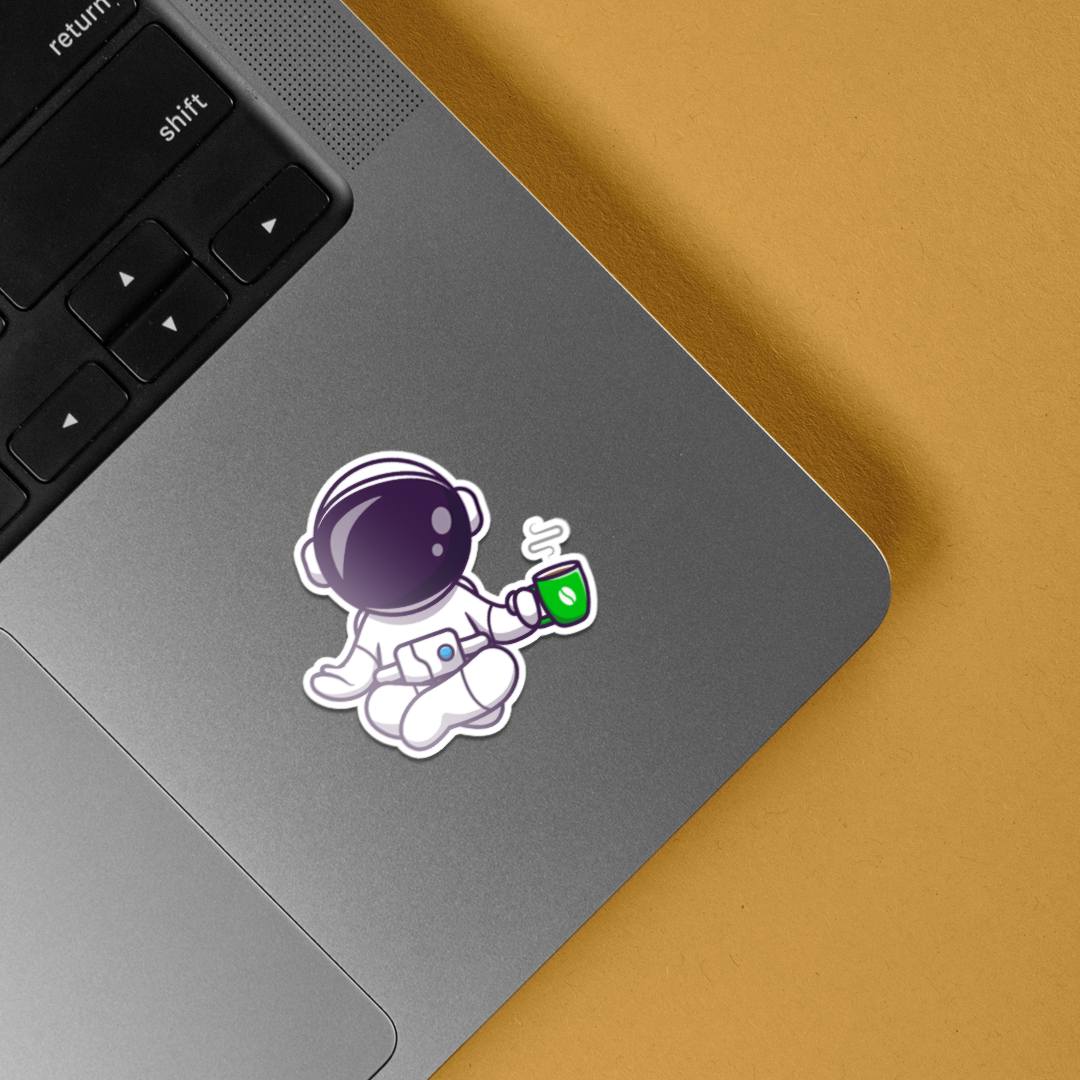 Yoga with Cup Astronaut Casual Stickers