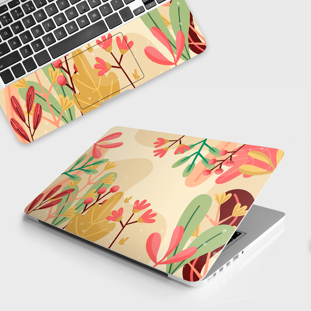 Fomo Store Laptop Skins Botanical Green Pink Florals
