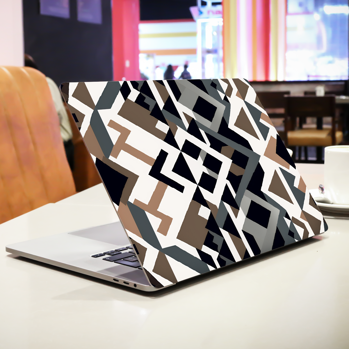 Grey Brown Geometric Abstract Laptop Skin