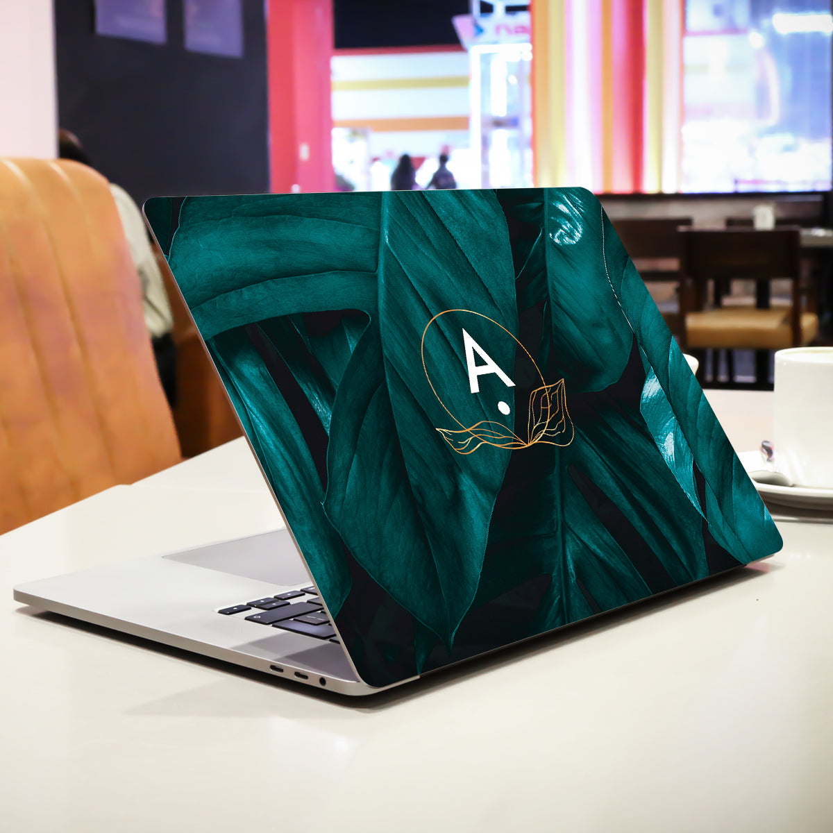 Dark Green with Letter Botanical Laptop Skin