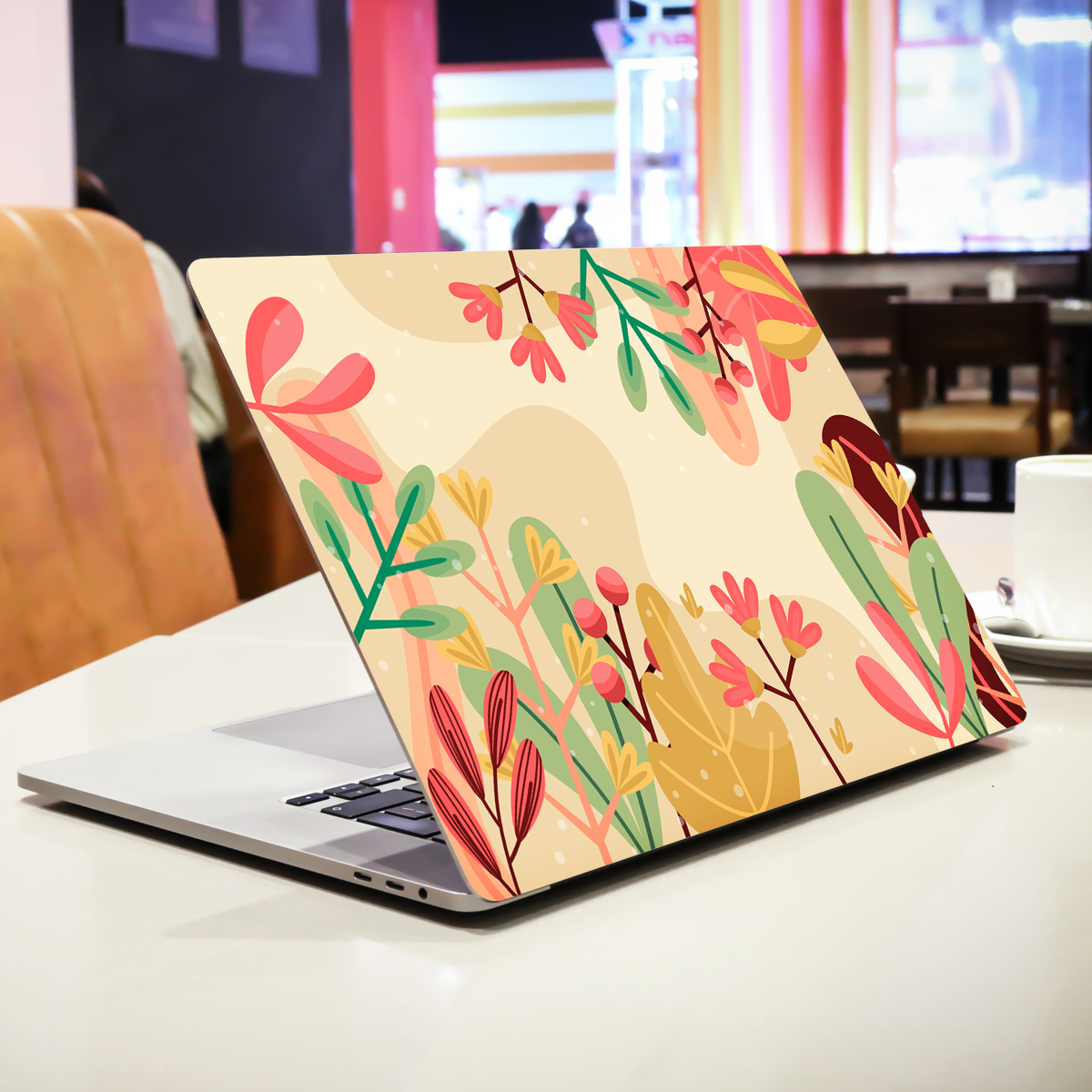 Green Pink Florals Botanical Laptop Skin