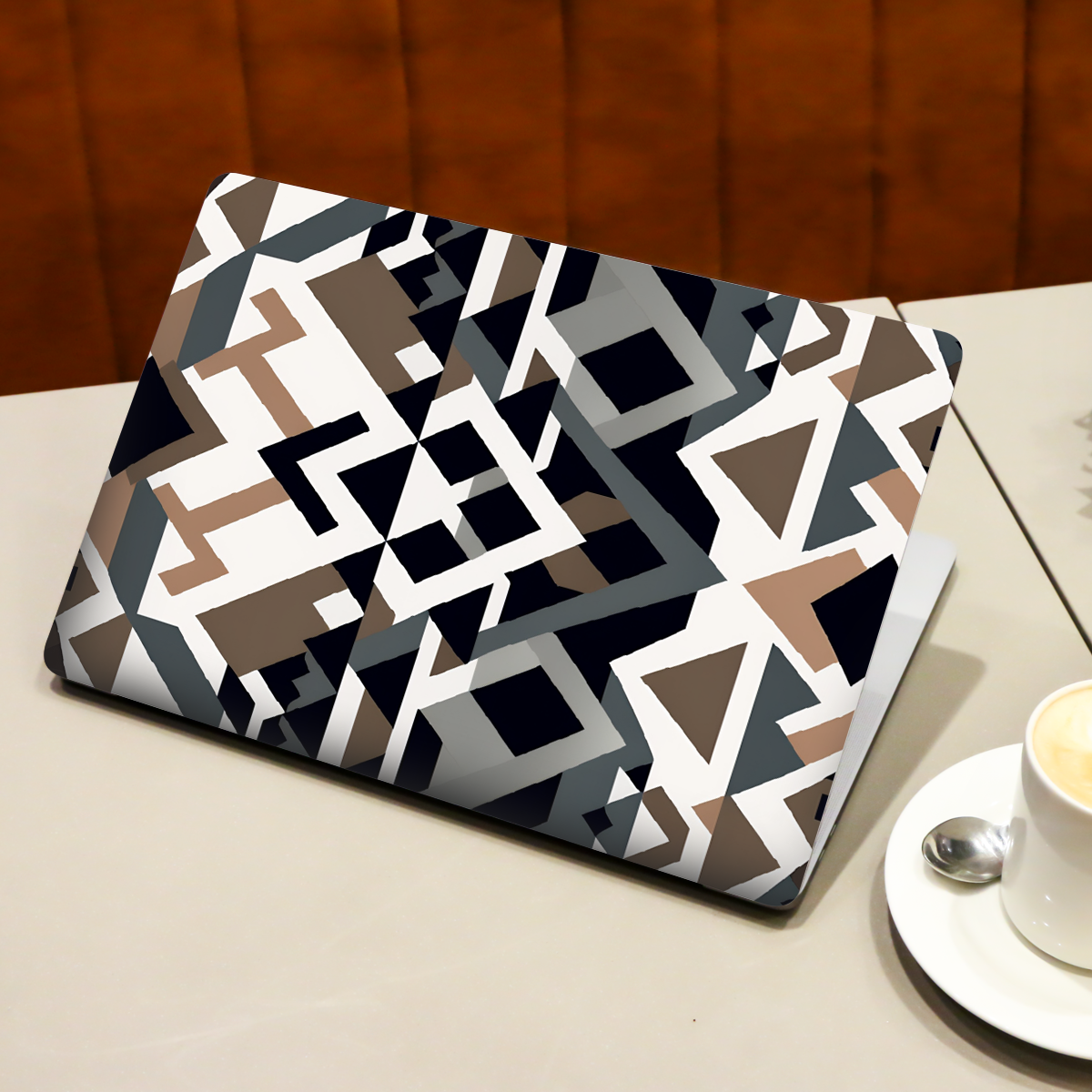 Grey Brown Geometric Abstract Laptop Skin