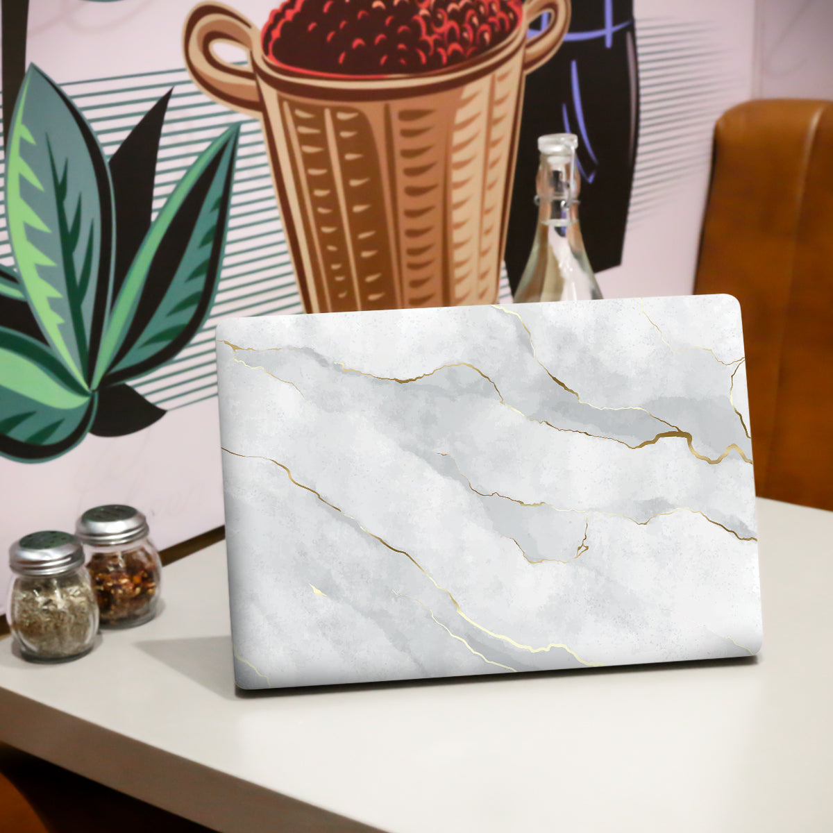 Grey Golden Marble Laptop Skin