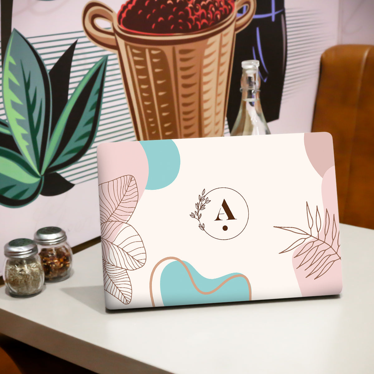 Beautiful Leaves with Letter Botanical Laptop Skin