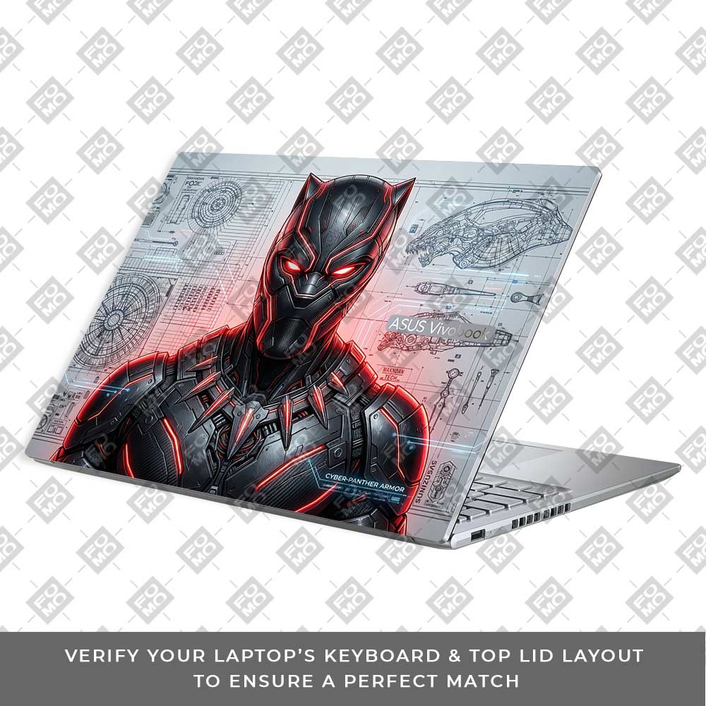 Futuristic Black Panther Asus Vivobook 16X M1603QA 3D Laptop Skin