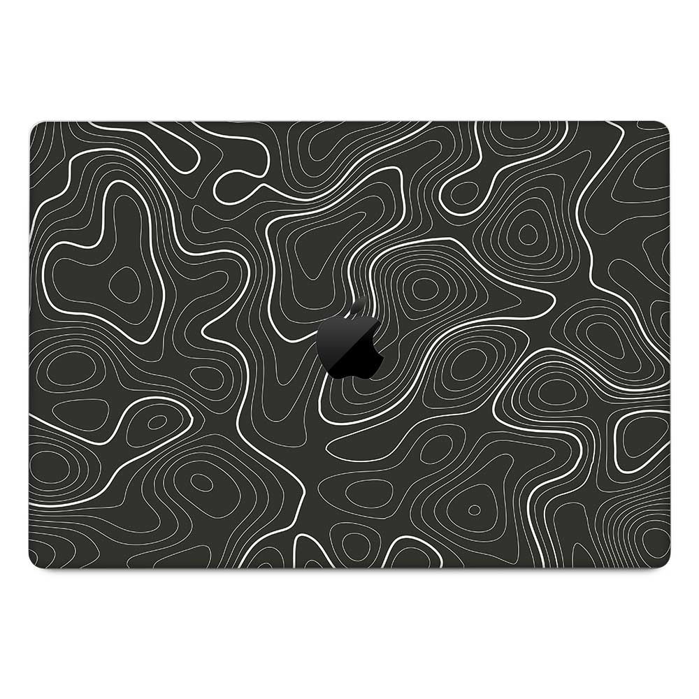 Grayscale Topographic Lines MacBook Pro 14 M1, M2, M3, M4 2021-2024 La