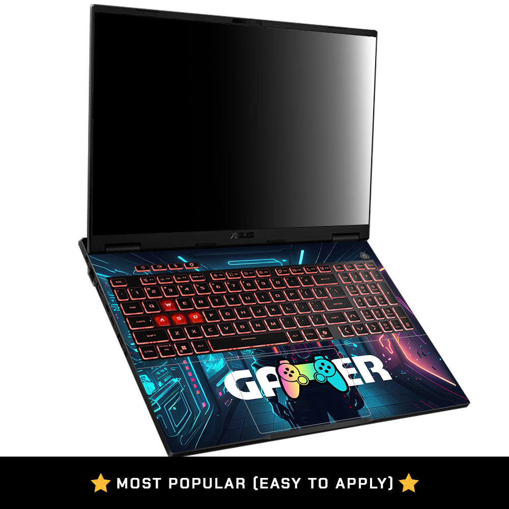 Gamer in Glowing Background Gaming Asus TUF Gaming A16 2025 Laptop Skin