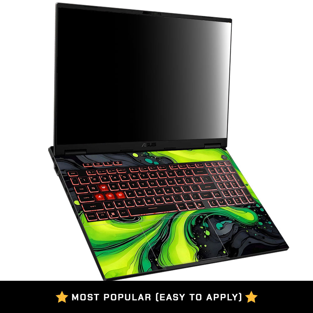 Neon Green Paint Swirls Asus TUF Gaming A16 2025 Laptop Skin
