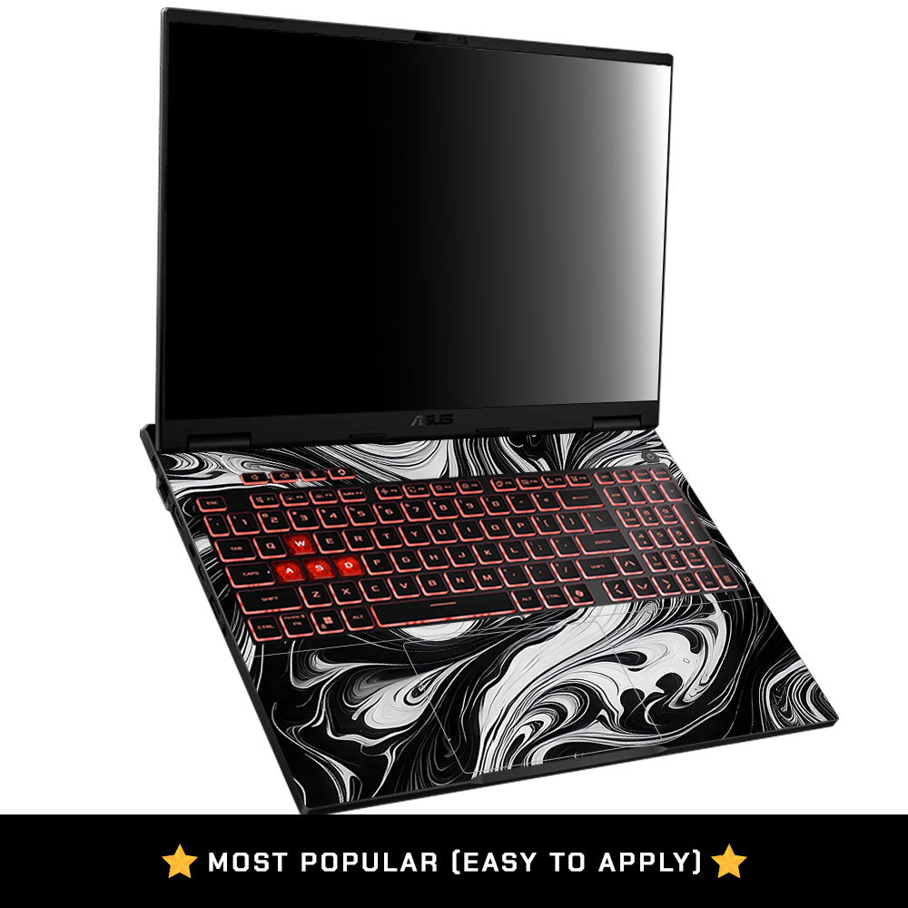 Black and White Marble Asus TUF Gaming A16 2025 Laptop Skin