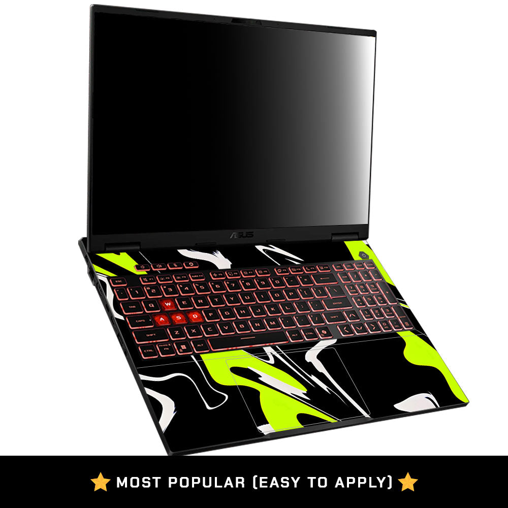 Neon Green and Black Patterns Asus TUF Gaming A16 2025 Laptop Skin