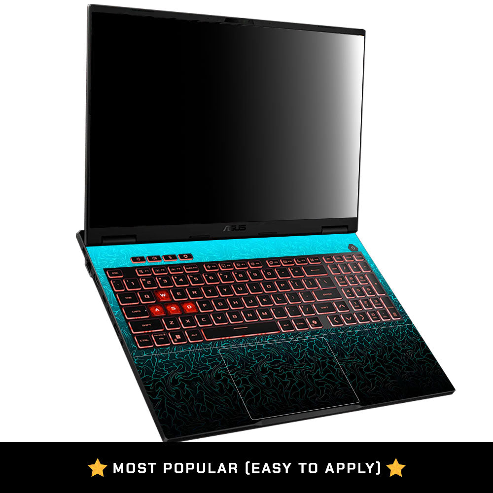 Cyan Blue to Black Asus TUF Gaming A16 2025 Laptop Skin