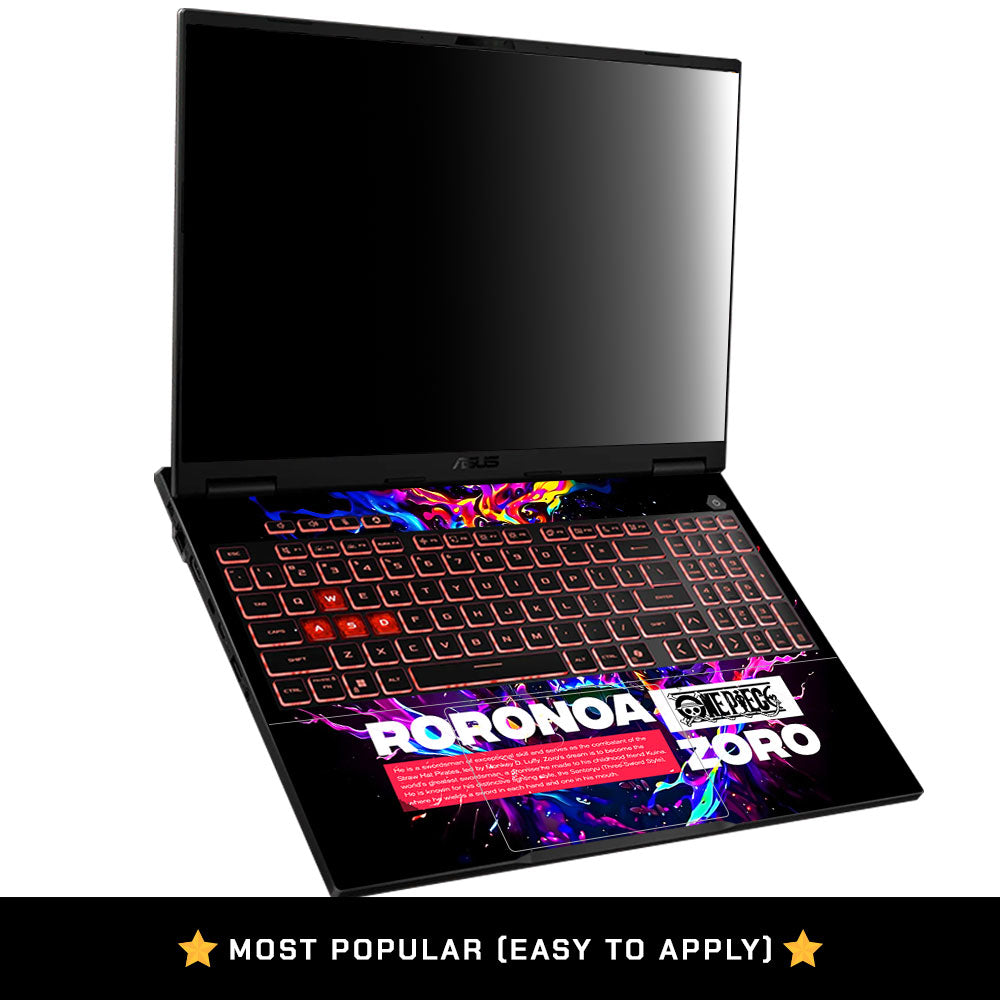 Zoro with Neon Flames Asus TUF Gaming A16 2025 Laptop Skin