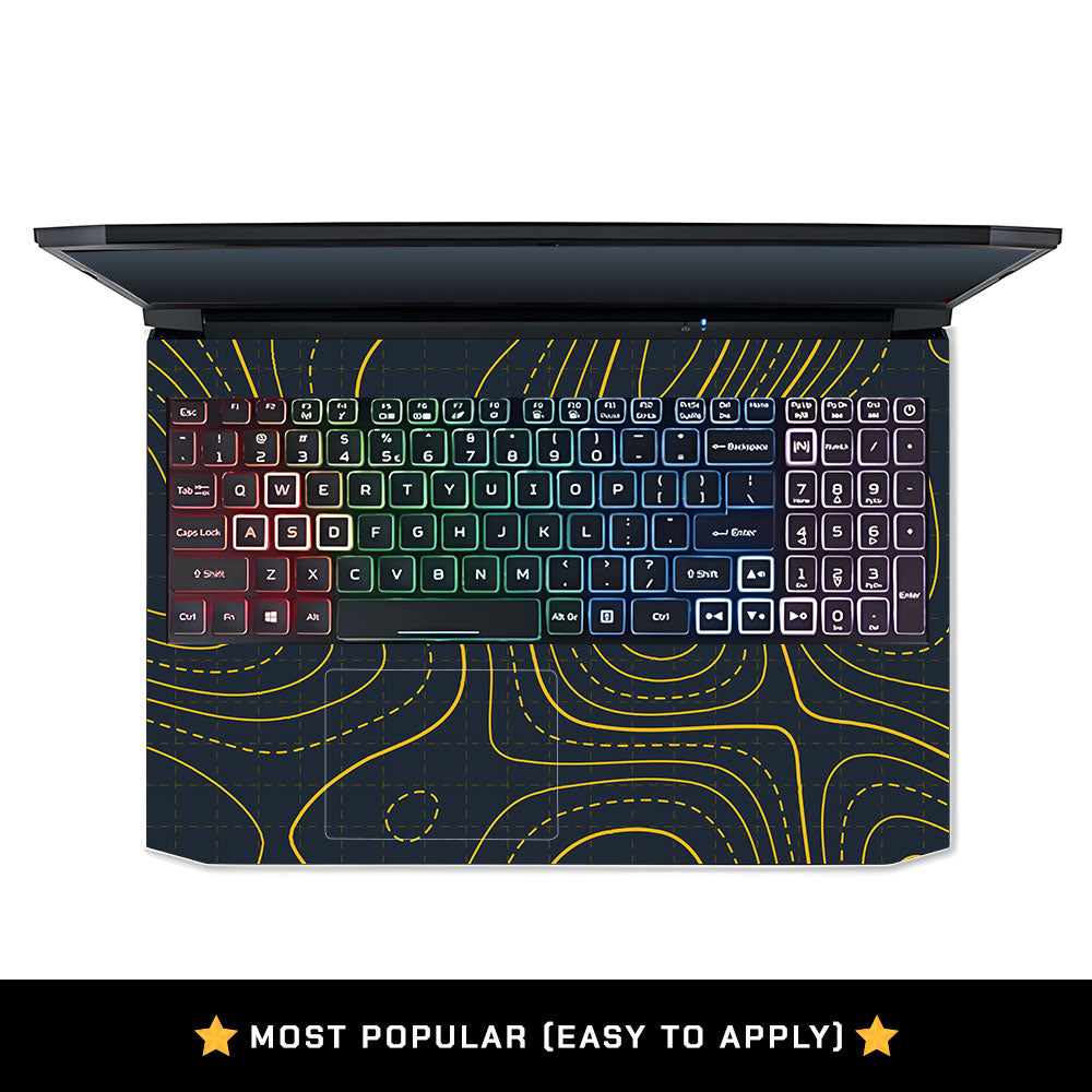Yellow Contour Lines Acer Nitro 5 AN515 44, 56 Laptop Skin
