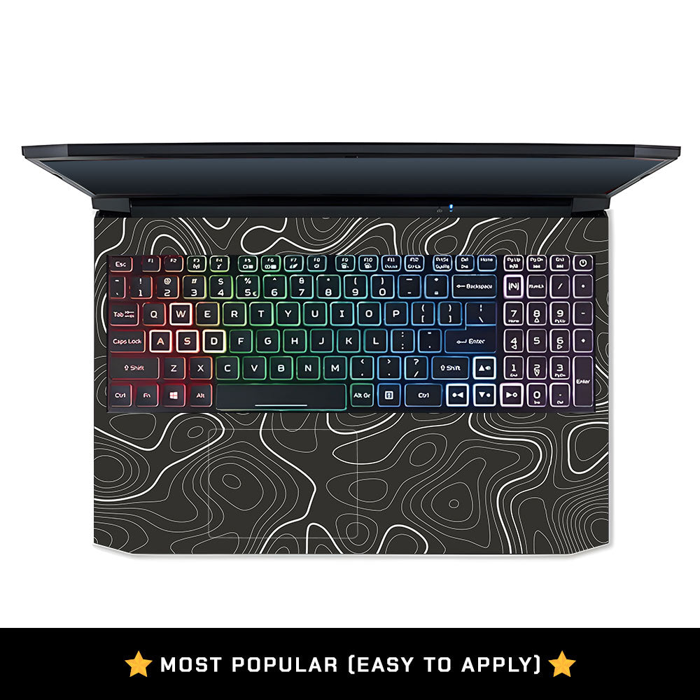 Grayscale Topographic Lines Acer Nitro 5 AN515 44, 56 Laptop Skin