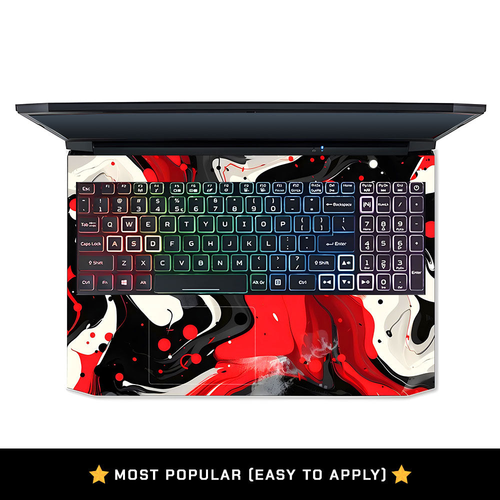 Red and White Paint Swirls Acer Nitro 5 AN515 44, 56 Laptop Skin