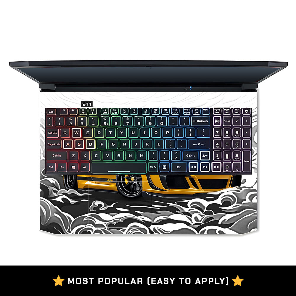 Porsche 911 Yellow Blaze Acer Nitro 5 AN515 44, 56 Laptop Skin