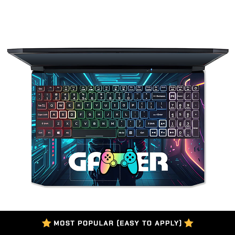 Gamer in Glowing Background Acer Nitro 5 AN515 45, 55, 57 Laptop Skin