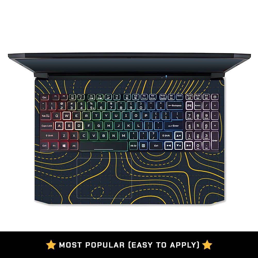 Yellow Contour Lines Acer Nitro 5 AN515 45, 55, 57 Laptop Skin