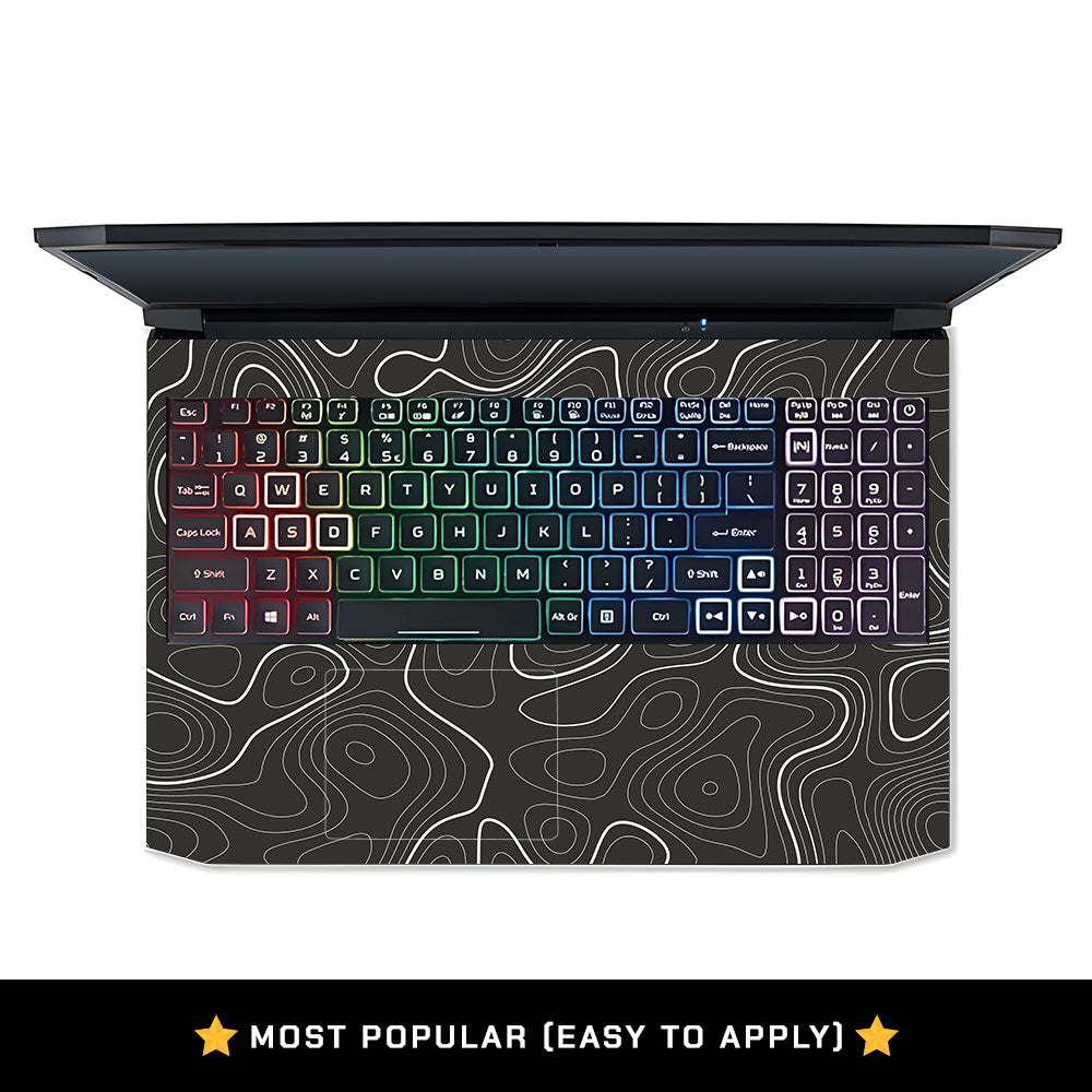 Grayscale Topographic Lines Acer Nitro 5 AN515 45, 55, 57 Laptop Skin