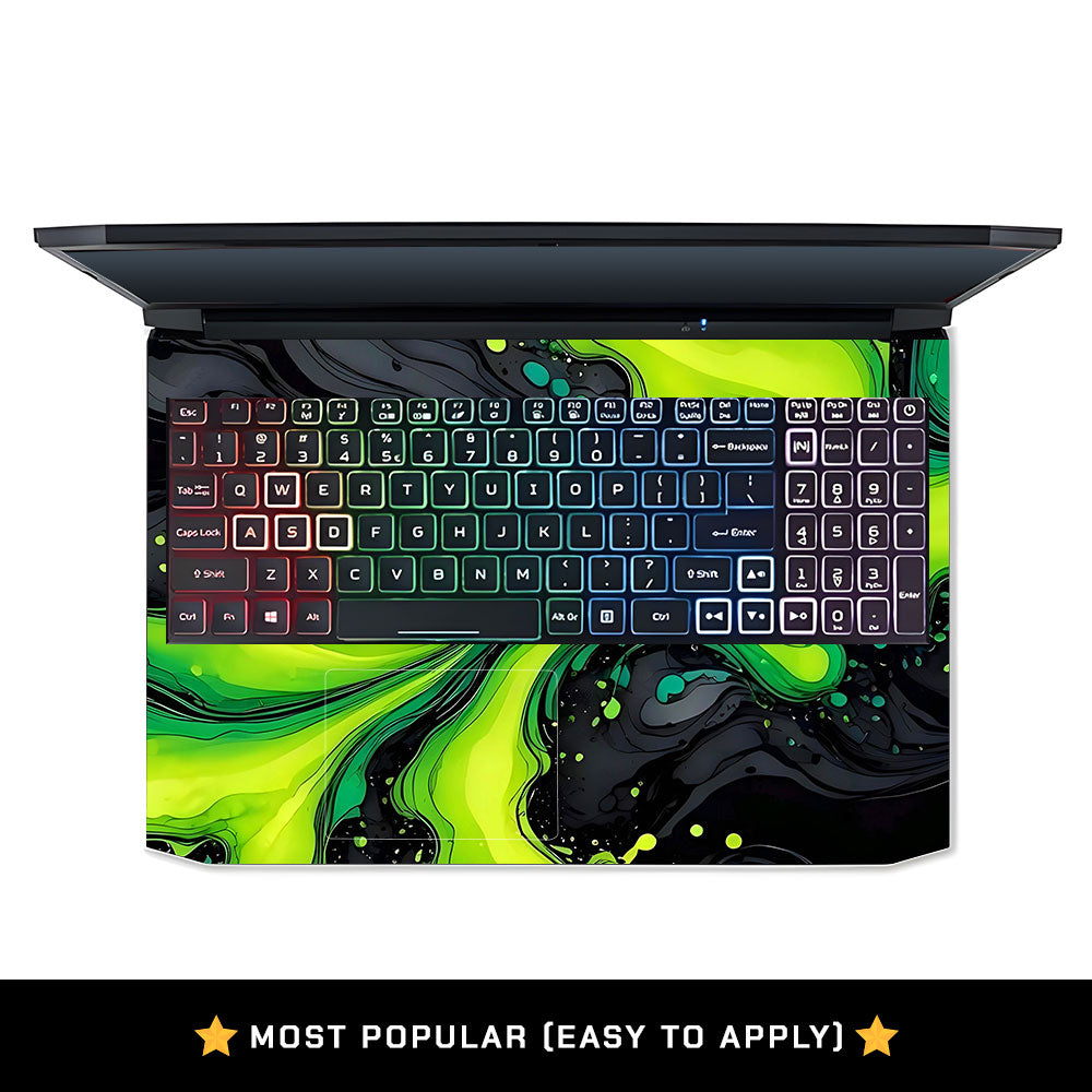 Neon Green Paint Swirls Acer Nitro 5 AN515 45, 55, 57 Laptop Skin