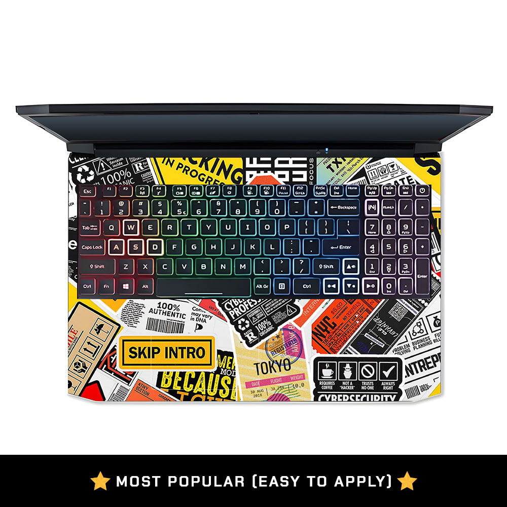 Tech Aesthetic Sticker Collage Acer Nitro 5 AN515 45, 55, 57 Laptop Skin