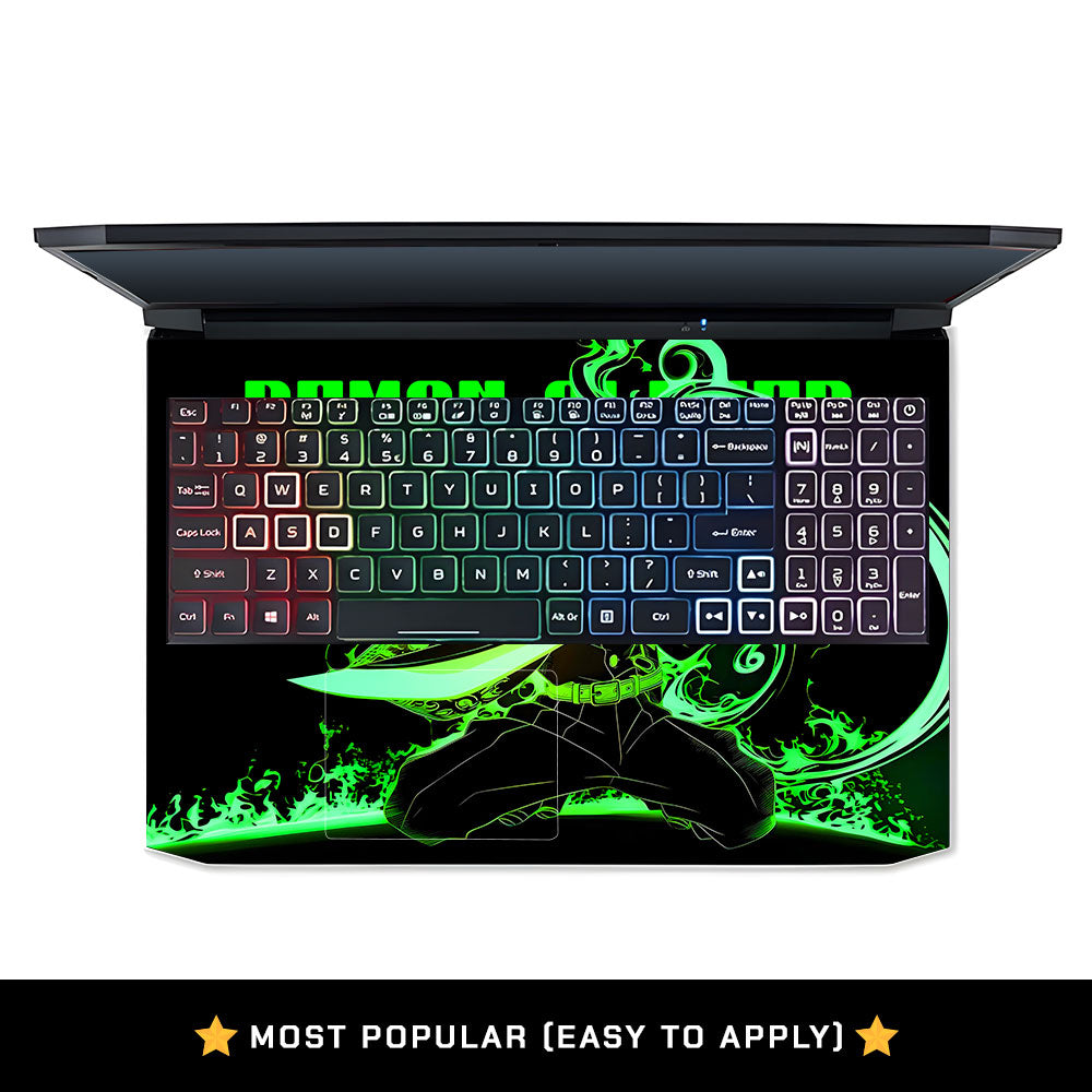 Tanjiro Green Flame Dance Acer Nitro 5 AN515 45, 55, 57 Laptop Skin
