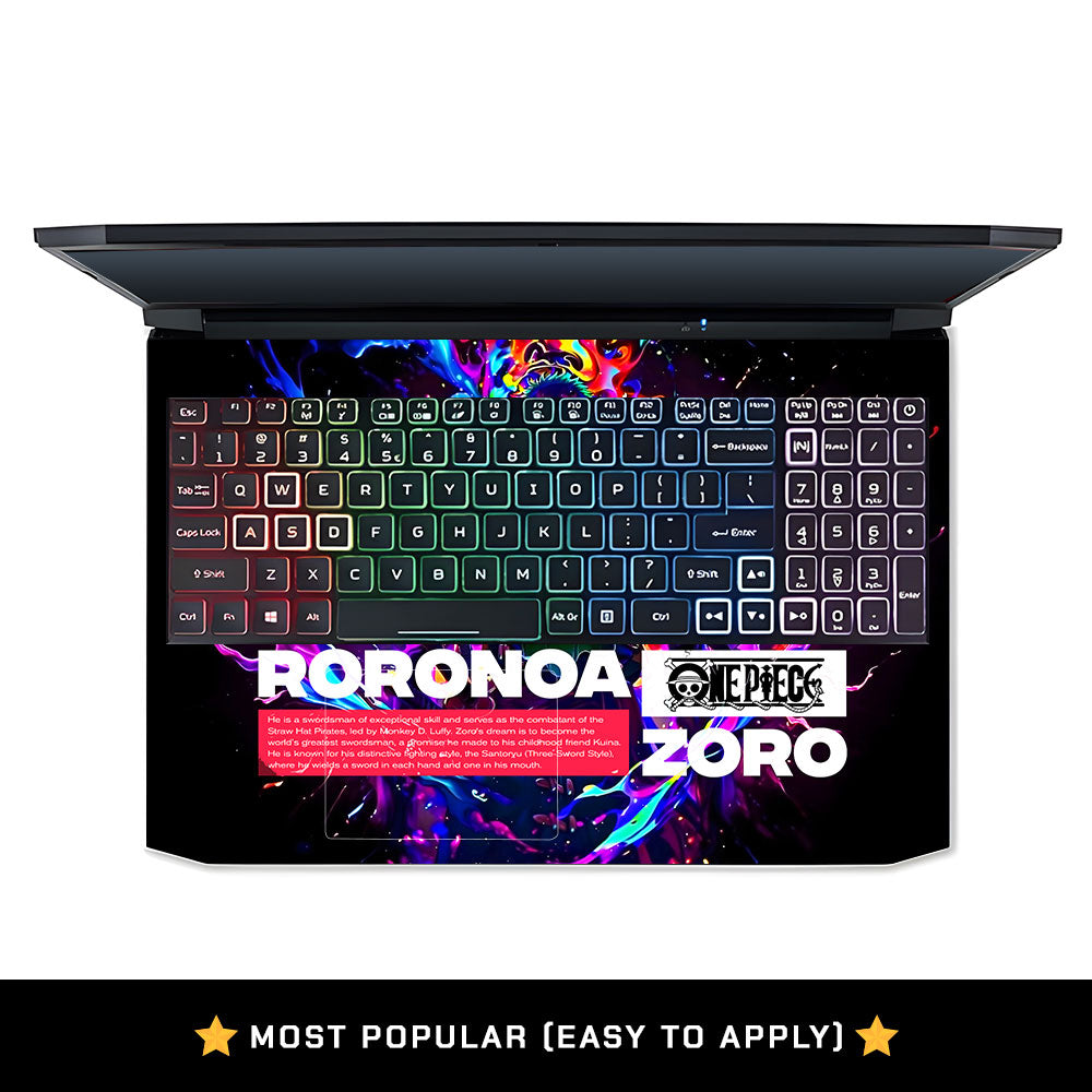 Zoro with Neon Flames Acer Nitro 5 AN515 45, 55, 57 Laptop Skin
