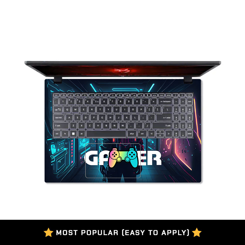 Gamer in Glowing Background Acer Nitro V ANV15 51 55CA Laptop Skin