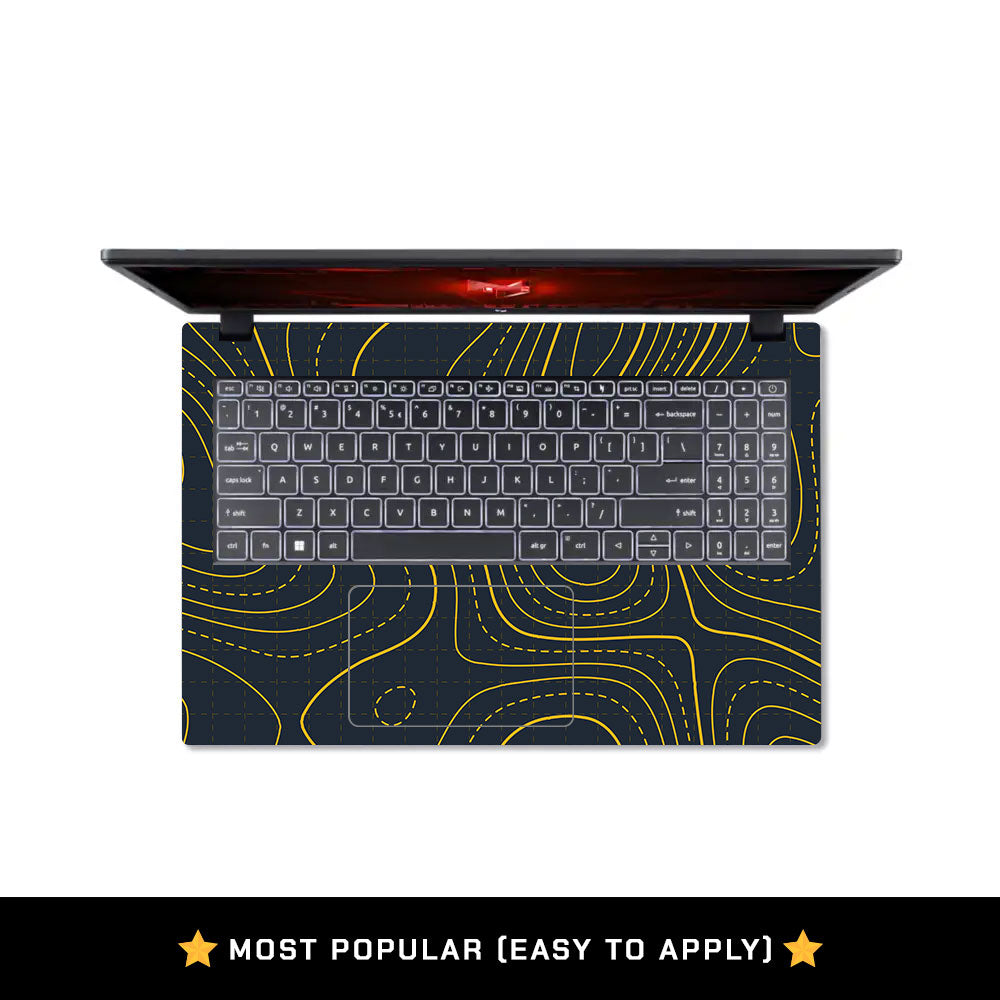 Yellow Contour Lines Acer Nitro V ANV15 51 55CA Laptop Skin