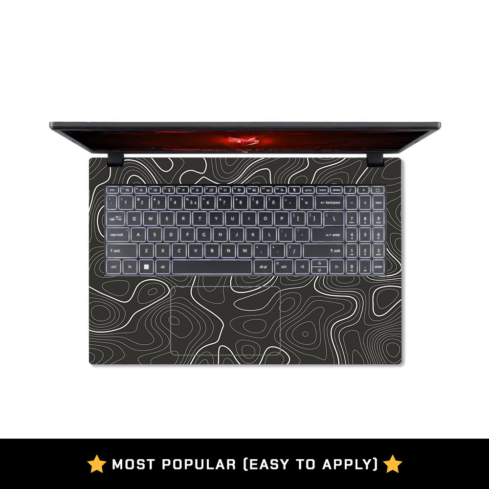 Grayscale Topographic Lines Acer Nitro V ANV15 51 55CA Laptop Skin
