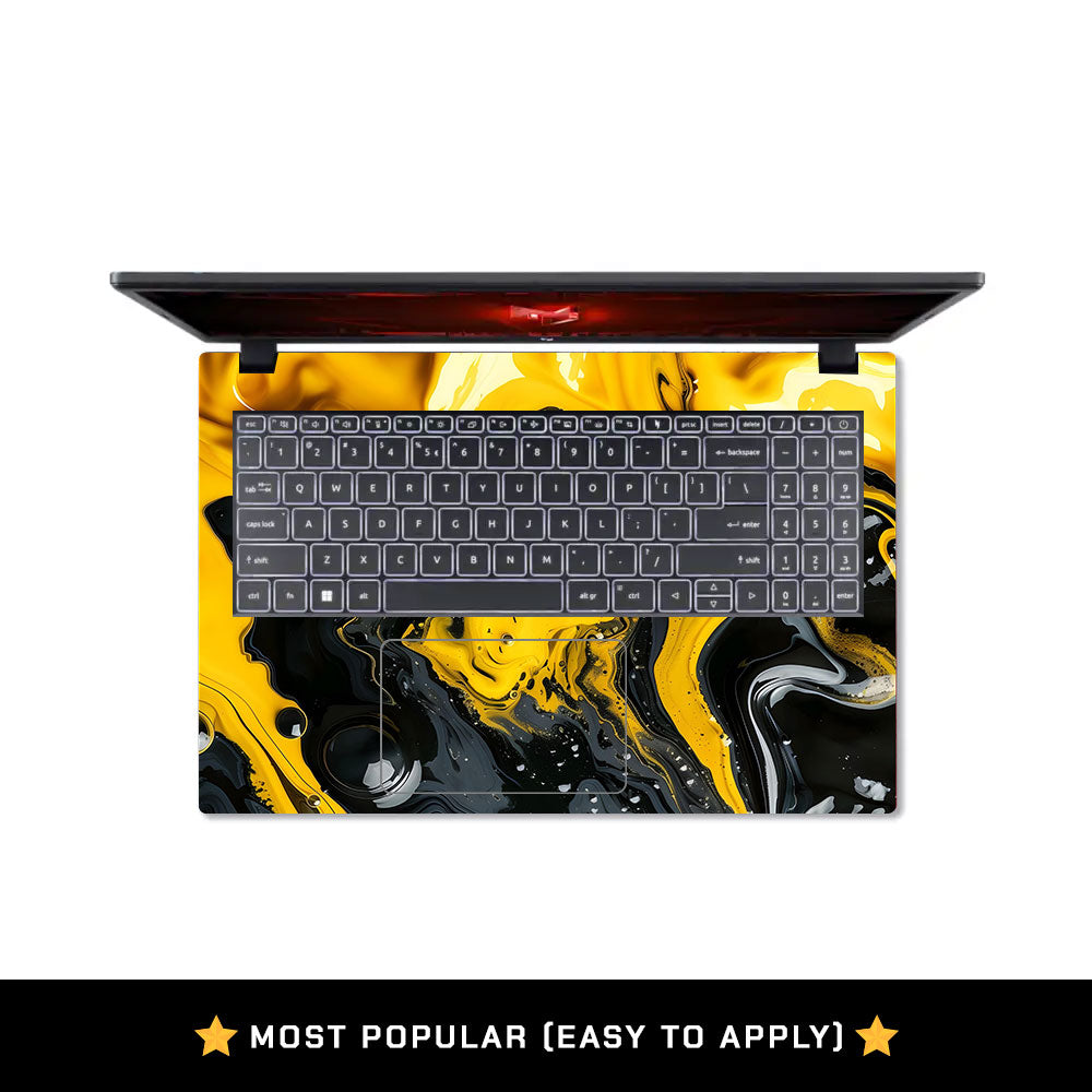 Yellow and Black Paint Swirls Acer Nitro V ANV15 51 55CA Laptop Skin