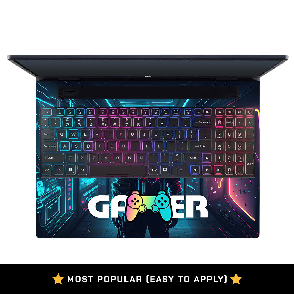 Gamer in Glowing Background Gaming Acer Predator Helios Neo 16 N22Q22B Laptop Skin