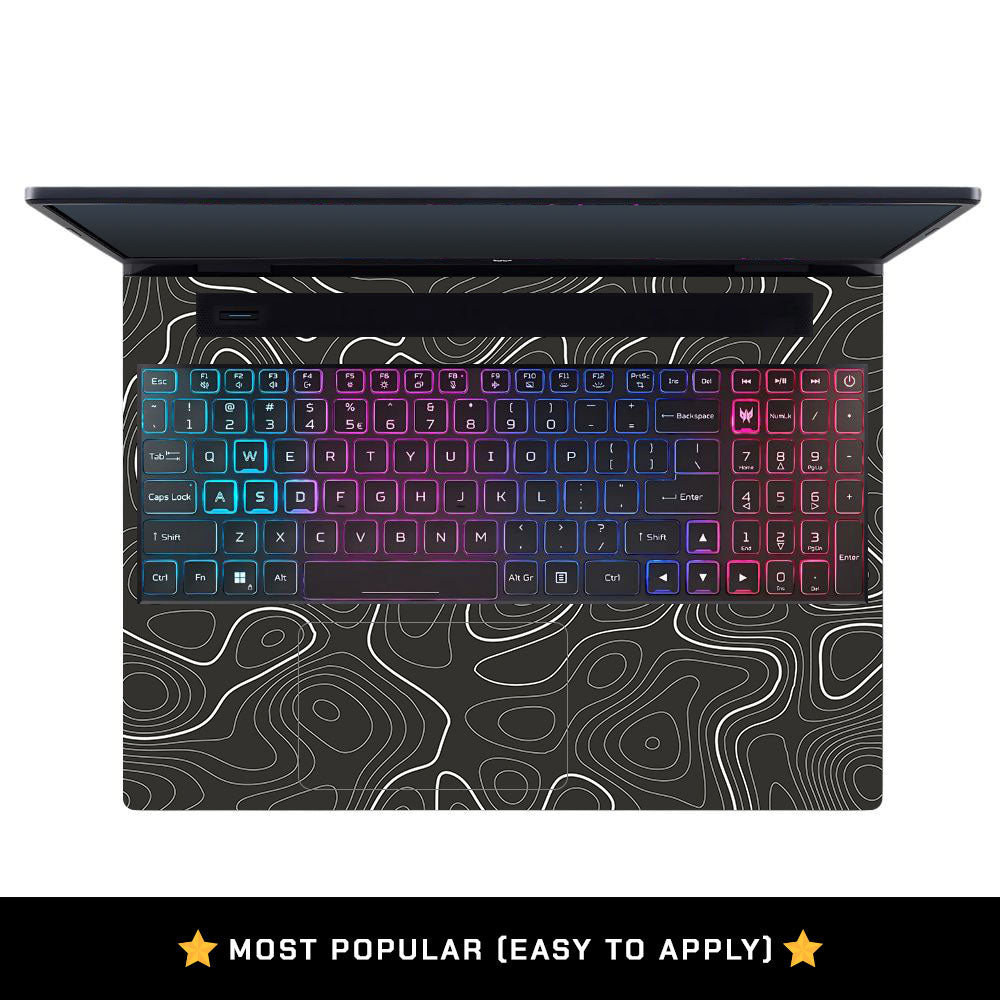 Grayscale Topographic Lines Acer Predator Helios Neo 16 N22Q22B Laptop Skin