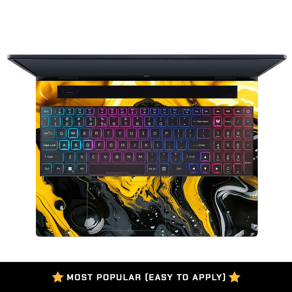 Yellow and Black Paint Swirls Acer Predator Helios Neo 16 N22Q22B Laptop Skin