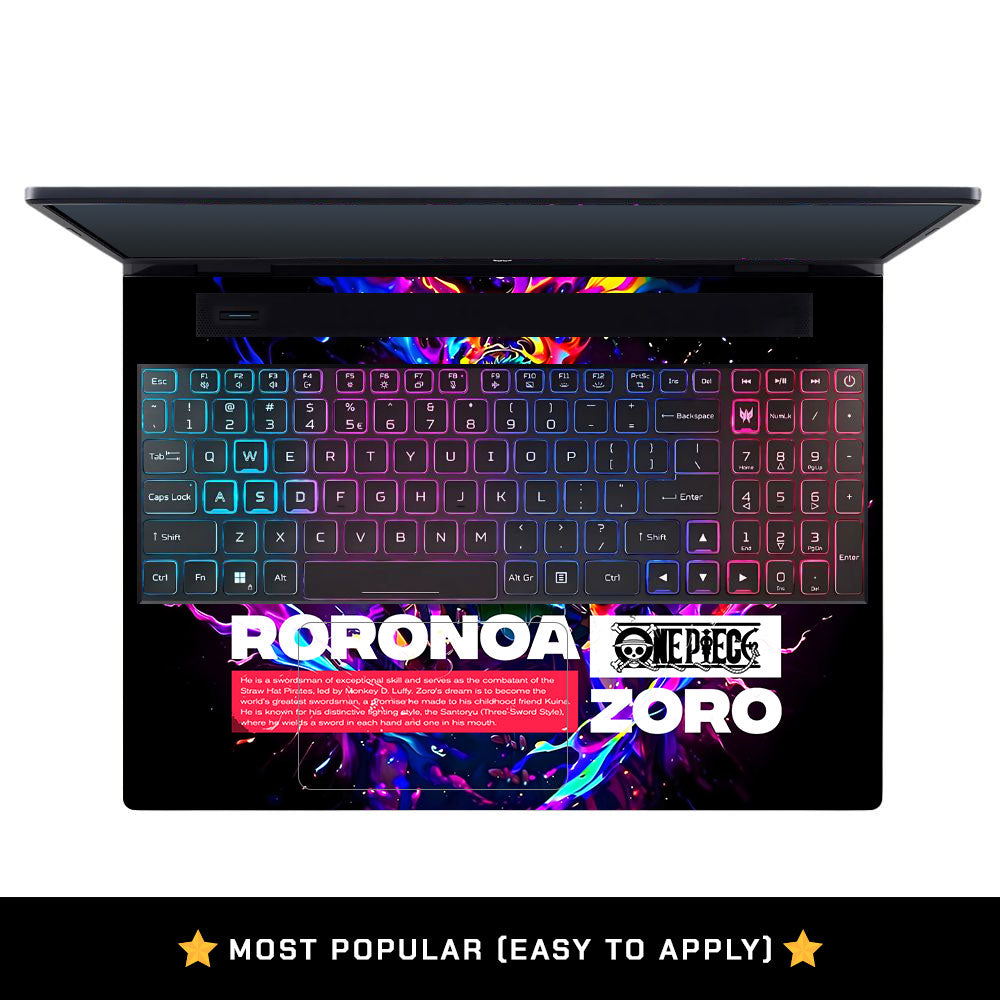 Zoro with Neon Flames Acer Predator Helios Neo 16 N22Q22B Laptop Skin