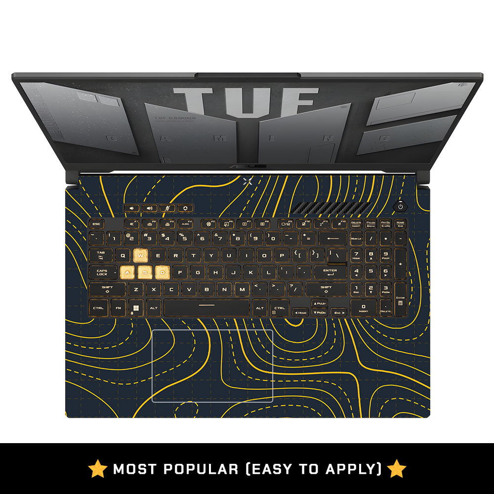 Yellow Contour Lines Asus TUF Gaming F17 FX707Z Laptop Skin