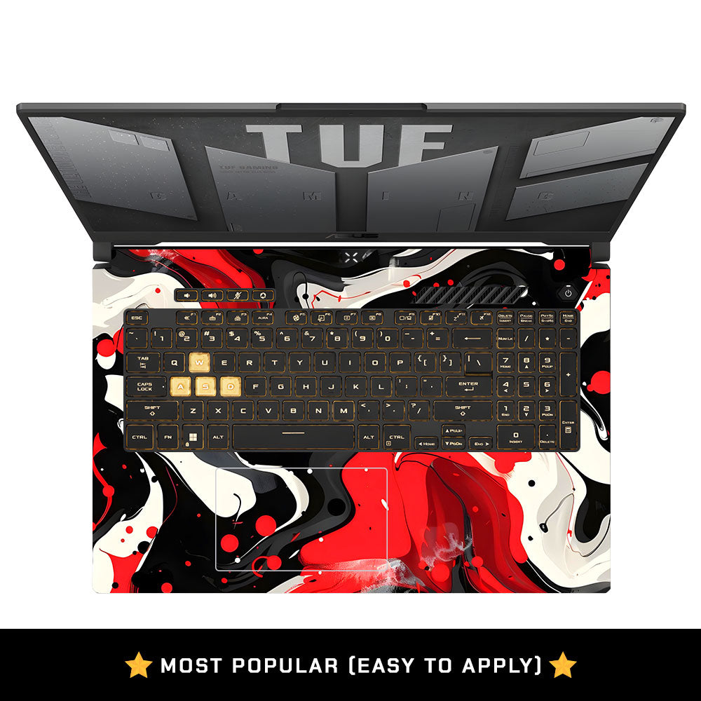 Red and White Paint Swirls Asus TUF Gaming F17 FX707Z Laptop Skin