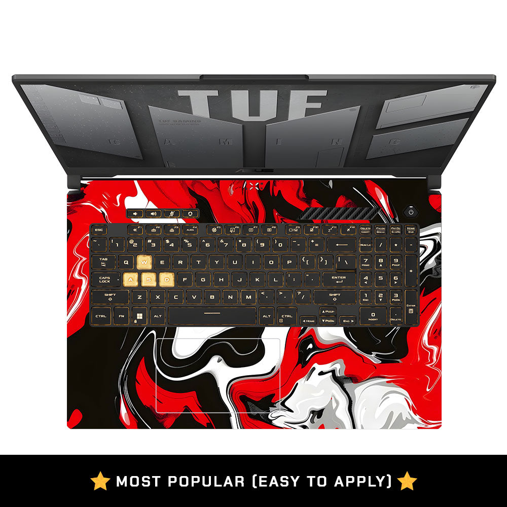 Red and White Marble Asus TUF Gaming F17 FX707Z Laptop Skin