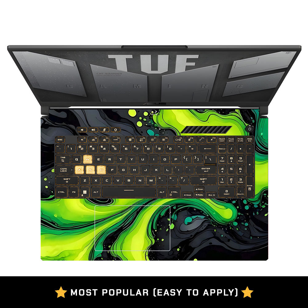 Neon Green Paint Swirls Asus TUF Gaming F17 FX707Z Laptop Skin