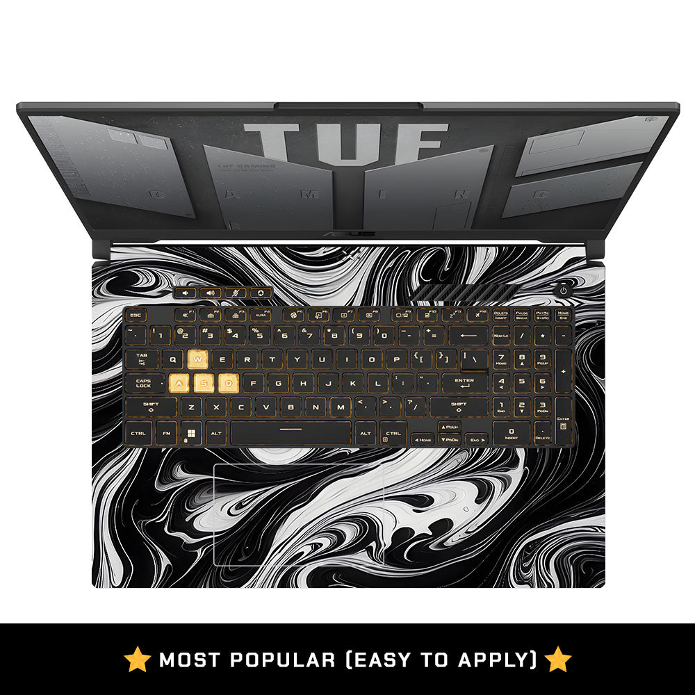 Black and White Marble Asus TUF Gaming F17 FX707Z Laptop Skin