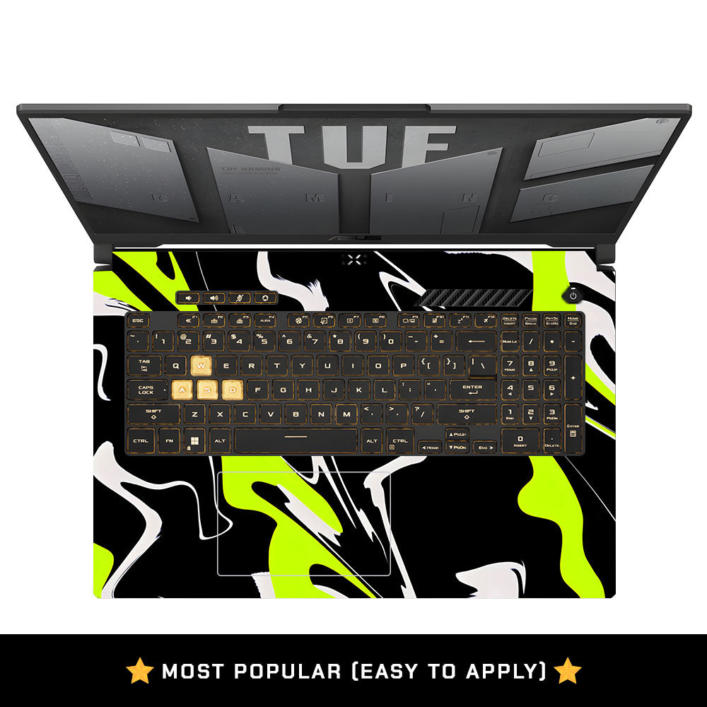 Neon Green and Black Patterns Asus TUF Gaming F17 FX707Z Laptop Skin