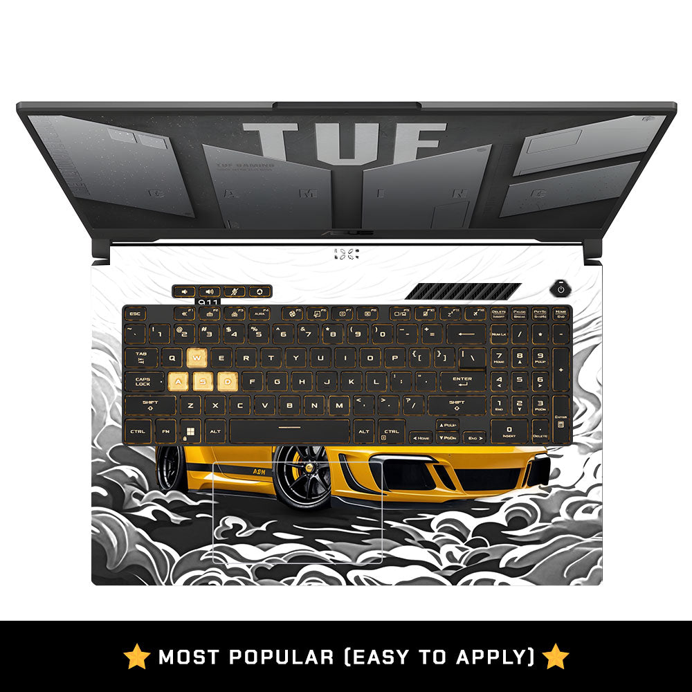 Porsche 911 Yellow Blaze Asus TUF Gaming F17 FX707Z Laptop Skin