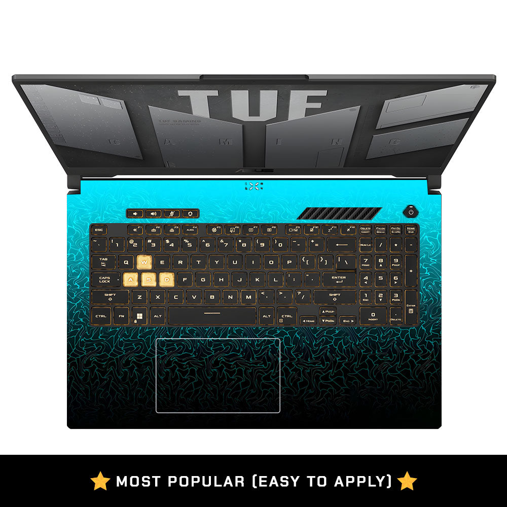 Cyan Blue to Black Gradient Asus TUF Gaming F17 FX707Z Laptop Skin
