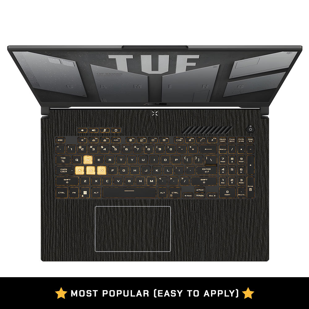 Textured Black Wood Asus TUF Gaming F17 FX707Z Laptop Skin