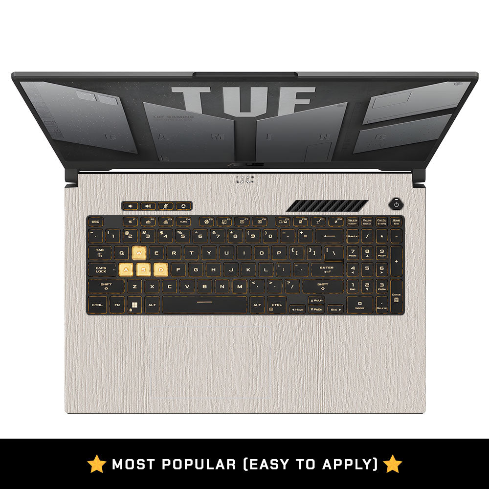 Textured White Wood Asus TUF Gaming F17 FX707Z Laptop Skin