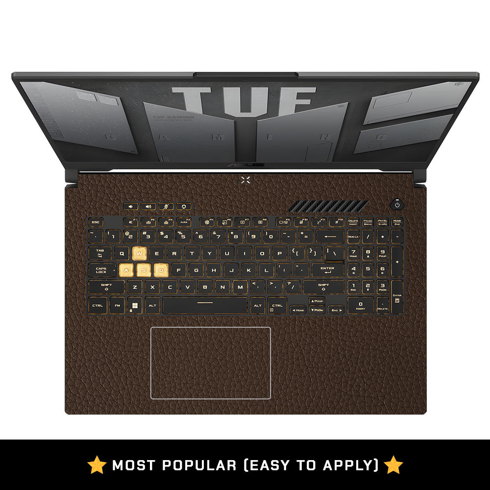 Textured Brown Leather Asus TUF Gaming F17 FX707Z Laptop Skin