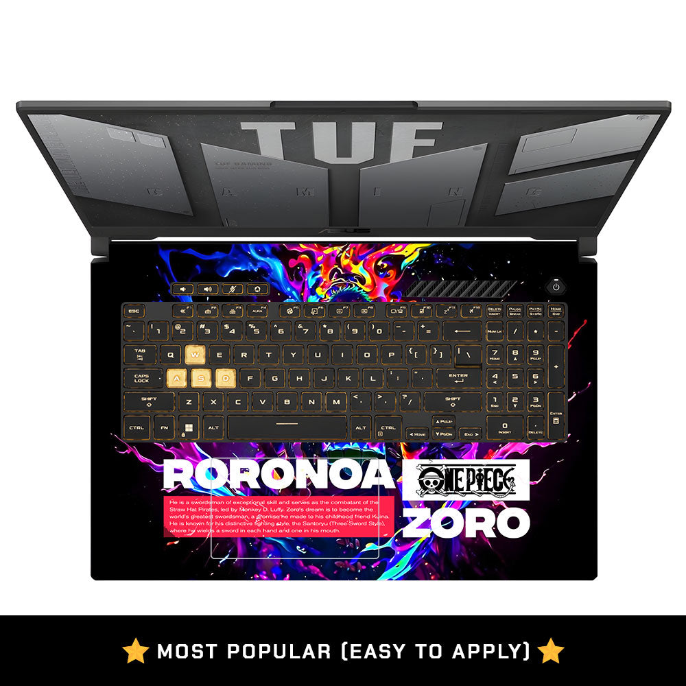 Zoro with Neon Flames Asus TUF Gaming F17 FX707Z Laptop Skin